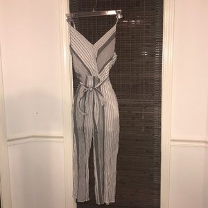 White and black striped jumpsuit
